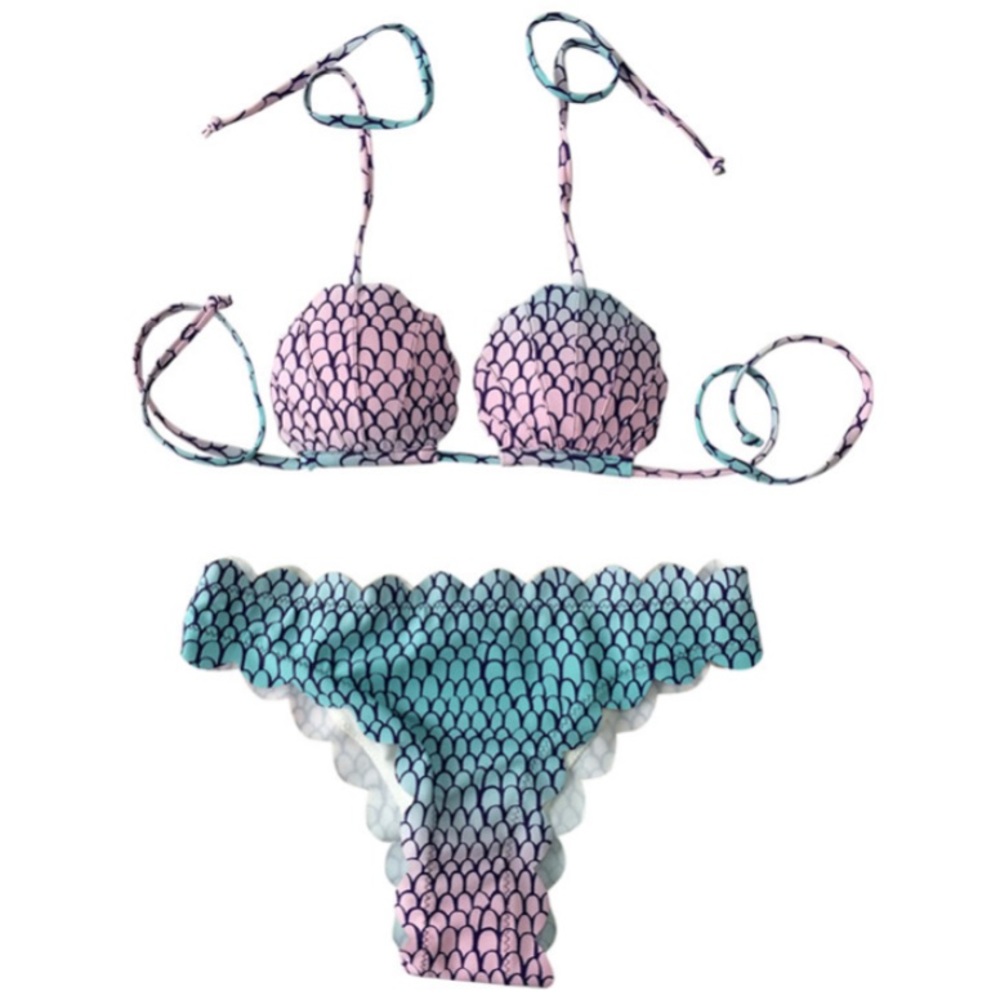 Two Piece Mermaid Scale Bikini Print